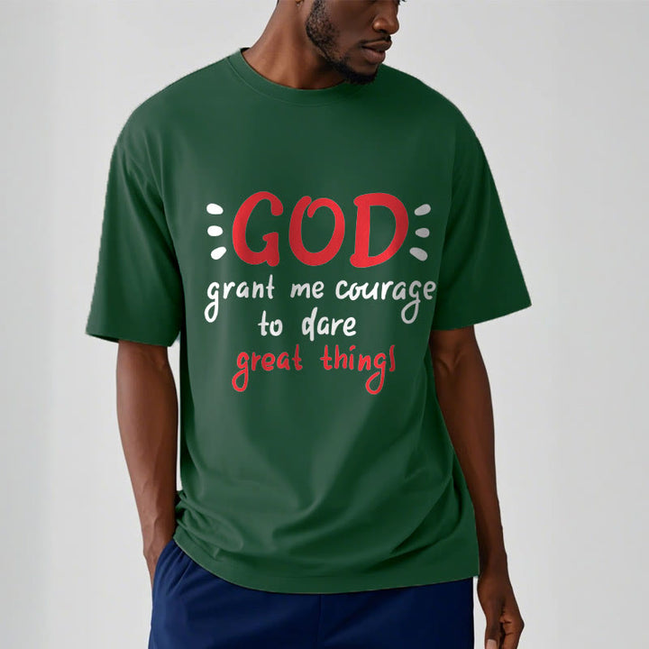 Christianartworkshop Quotation Style God Grant Me Courage Short Sleeve Washed T-shirt