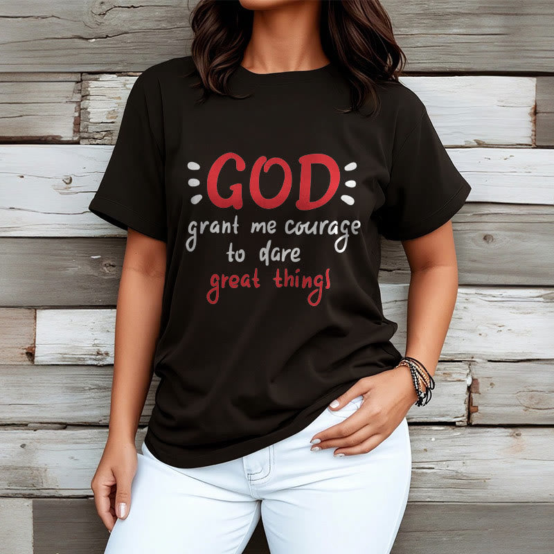 Christianartworkshop Quotation Style God Grant Me Courage Short Sleeve Washed T-shirt - image 4