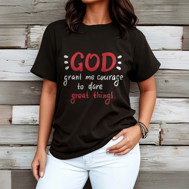 Christianartworkshop Quotation Style God Grant Me Courage Short Sleeve Washed T-shirt