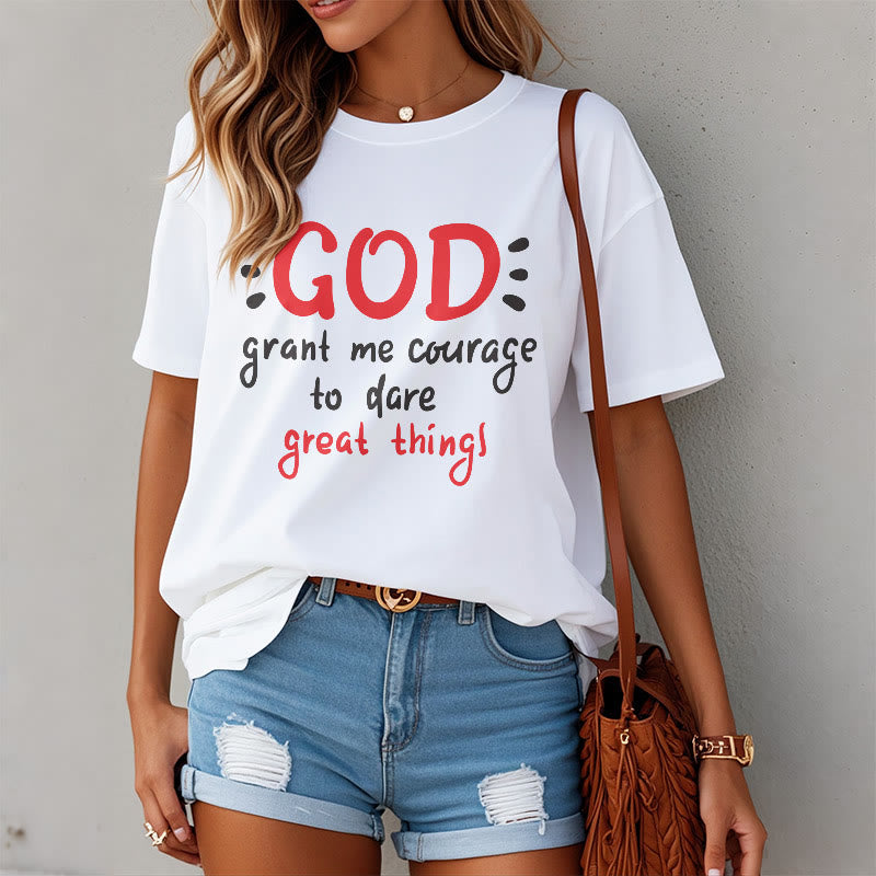 Christianartworkshop Quotation Style God Grant Me Courage Short Sleeve Washed T-shirt