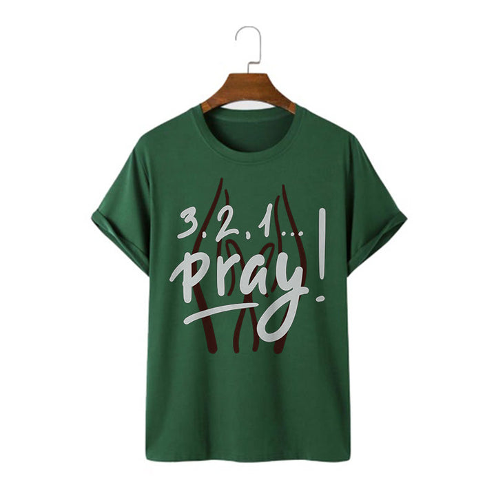 Christianartworkshop Quotation Style Inspirational Prayer Short Sleeve Washed T-shirt - Dark Green - 2XL - image 9