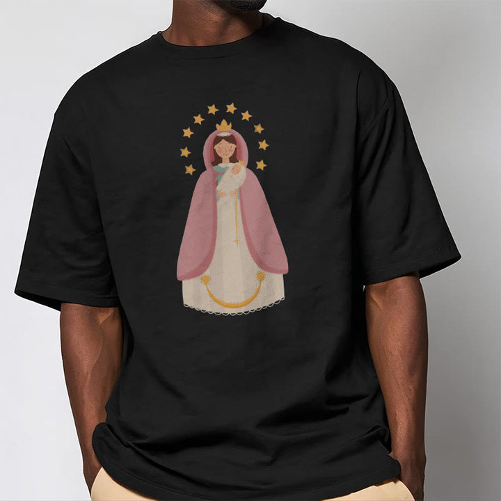Christianartworkshop Minimalist Style Divine Virgin Mary and Child Short Sleeve T-shirt - image 3