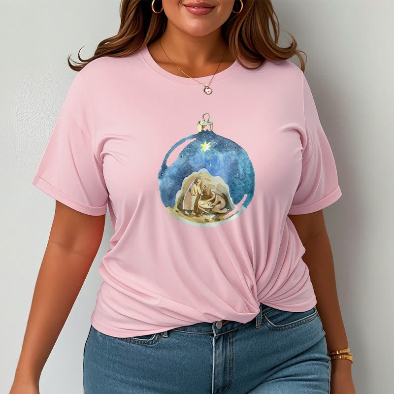 Christianartworkshop Cartoon Style Nativity Scene Short Sleeve Washed T-shirt - image 15