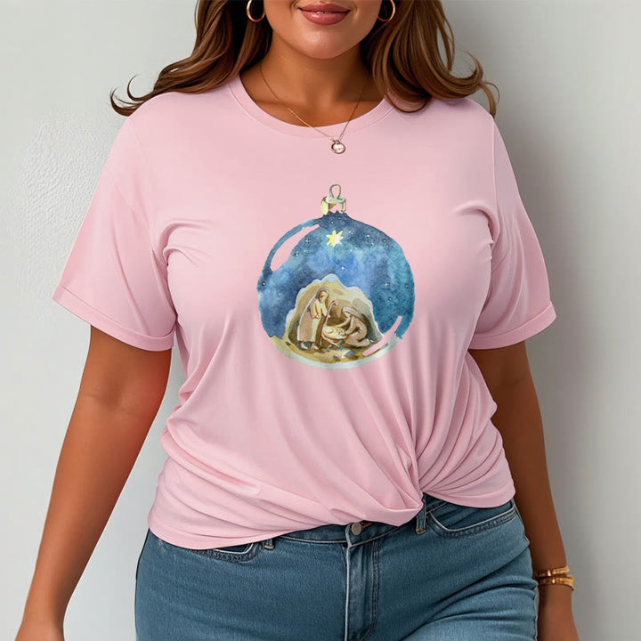Christianartworkshop Cartoon Style Nativity Scene Short Sleeve Washed T-shirt - image 15