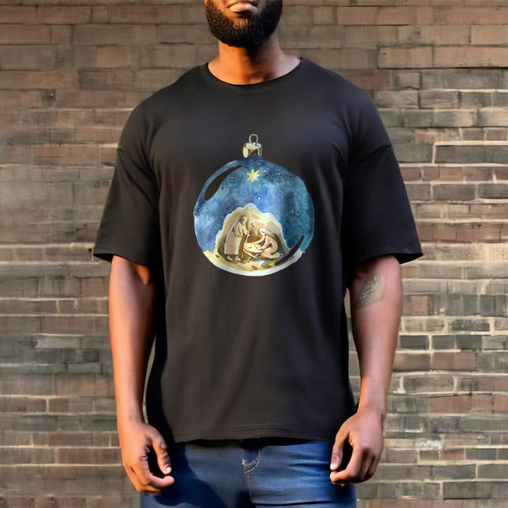 Christianartworkshop Cartoon Style Nativity Scene Short Sleeve Washed T-shirt - image 6