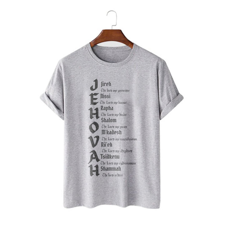 Christianartworkshop Minimalist Style Names Of Jehovah Short Sleeve Washed T-shirt