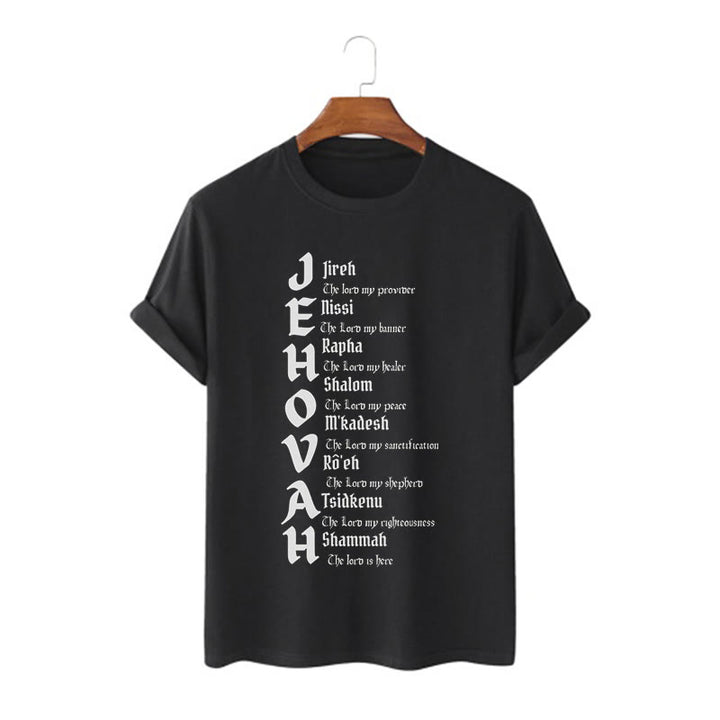 Christianartworkshop Minimalist Style Names Of Jehovah Short Sleeve Washed T-shirt