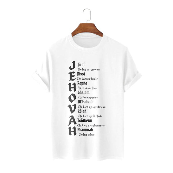 Christianartworkshop Minimalist Style Names Of Jehovah Short Sleeve Washed T-shirt