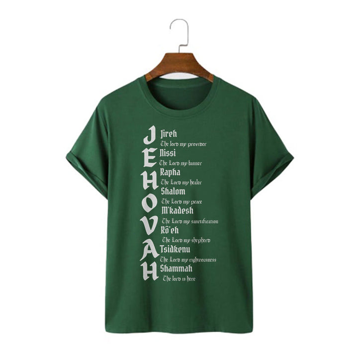 Christianartworkshop Minimalist Style Names Of Jehovah Short Sleeve T-shirt - Dark Green - 2XL - image 8