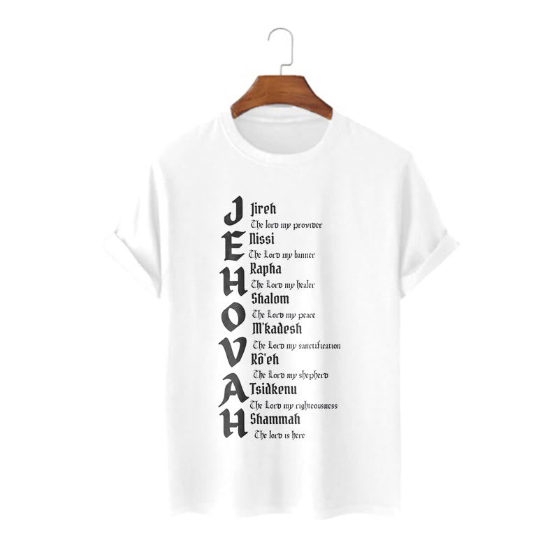 Christianartworkshop Minimalist Style Names Of Jehovah Short Sleeve T-shirt - White - 2XL - image 2