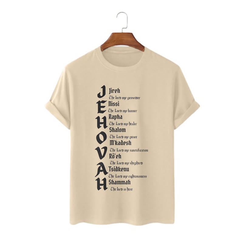 Christianartworkshop Minimalist Style Names Of Jehovah Short Sleeve Washed T-shirt