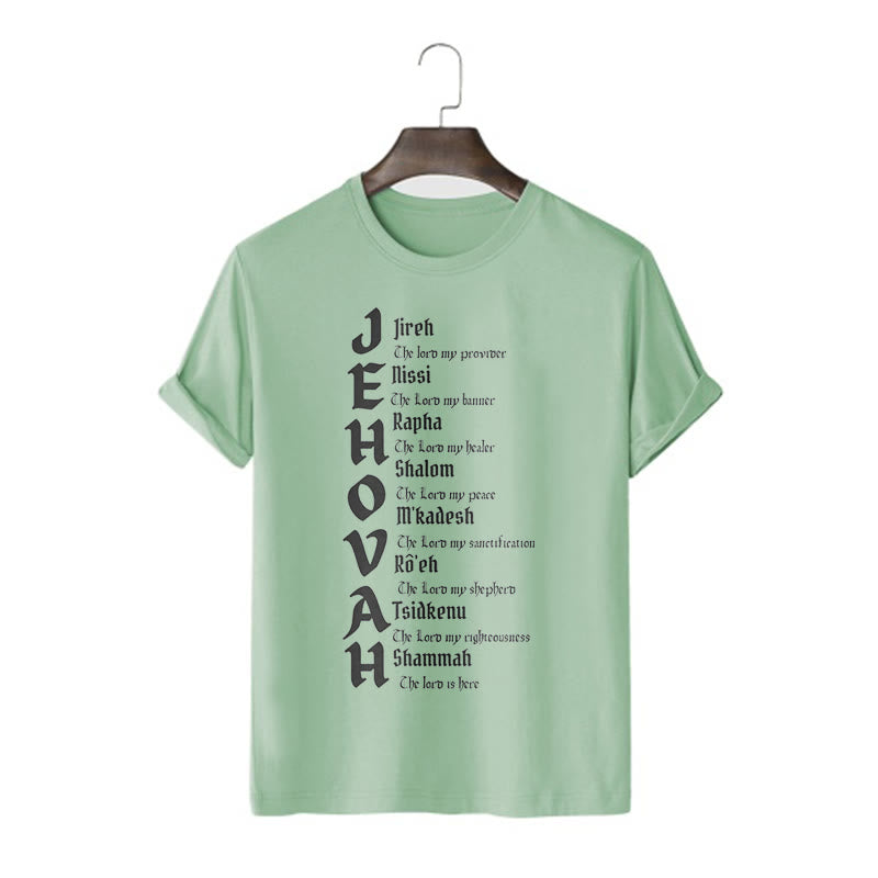 Christianartworkshop Minimalist Style Names Of Jehovah Short Sleeve Washed T-shirt