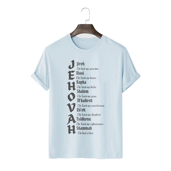 Christianartworkshop Minimalist Style Names Of Jehovah Short Sleeve Washed T-shirt