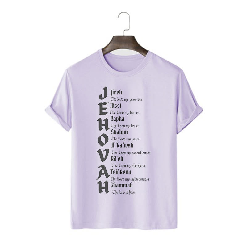 Christianartworkshop Minimalist Style Names Of Jehovah Short Sleeve Washed T-shirt