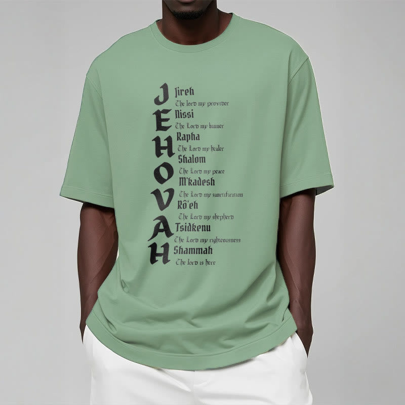 Christianartworkshop Minimalist Style Names Of Jehovah Short Sleeve Washed T-shirt