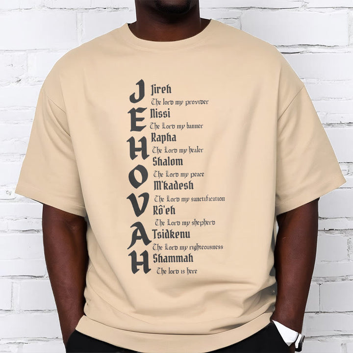 Christianartworkshop Minimalist Style Names Of Jehovah Short Sleeve Washed T-shirt