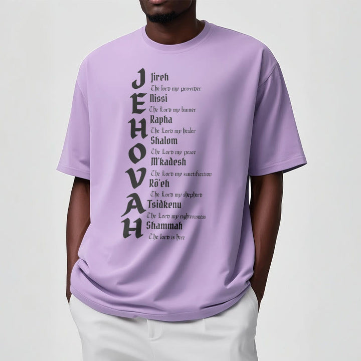 Christianartworkshop Minimalist Style Names Of Jehovah Short Sleeve Washed T-shirt