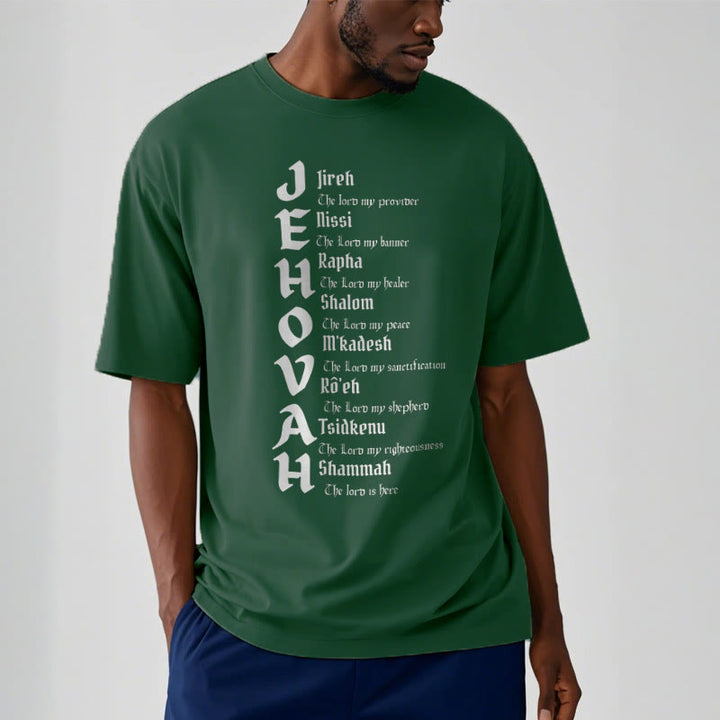 Christianartworkshop Minimalist Style Names Of Jehovah Short Sleeve Washed T-shirt