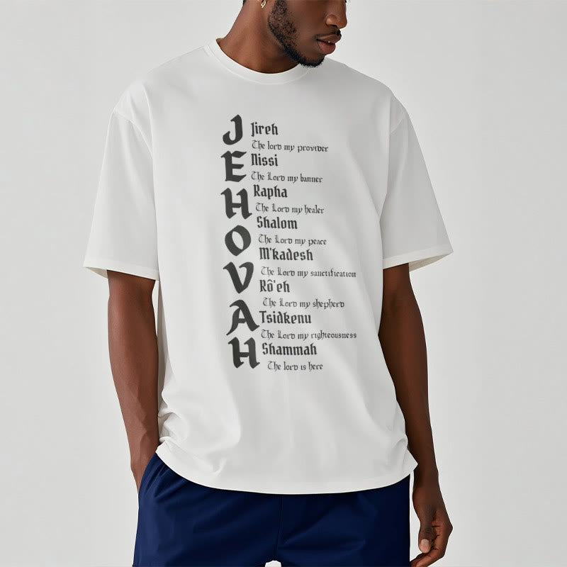 Christianartworkshop Minimalist Style Names Of Jehovah Short Sleeve Washed T-shirt