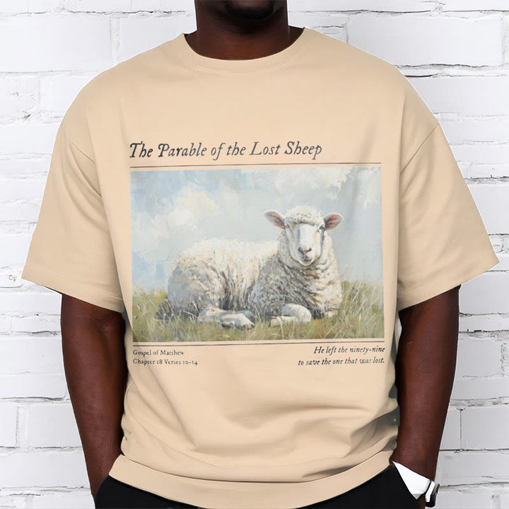 Christianartworkshop Realistic Style Parable of the Lost Sheep Short Sleeve Washed T-shirt - image 6