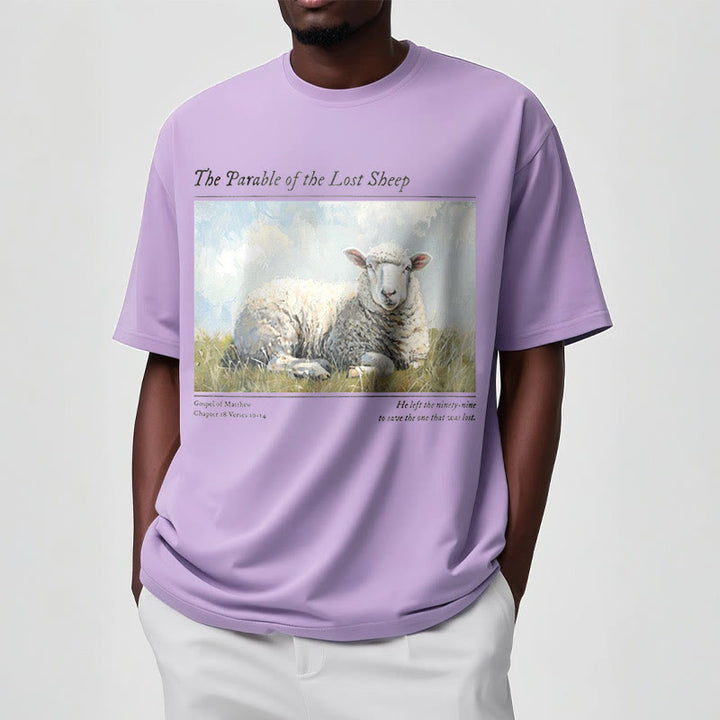 Christianartworkshop Realistic Style Parable of the Lost Sheep Short Sleeve Washed T-shirt - image 14