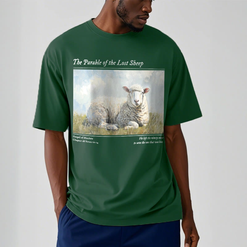Christianartworkshop Realistic Style Parable of the Lost Sheep Short Sleeve Washed T-shirt - image 8