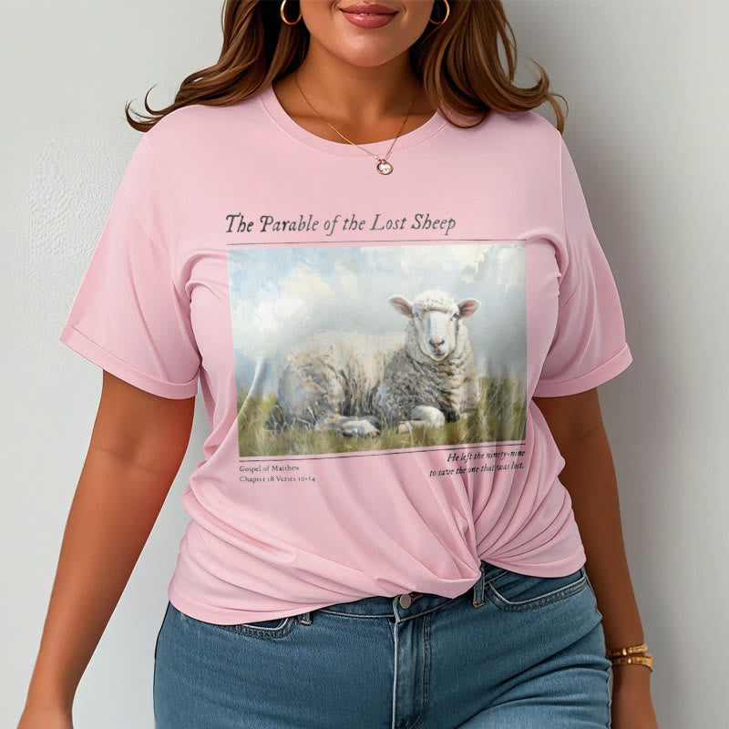 Christianartworkshop Realistic Style Parable of the Lost Sheep Short Sleeve Washed T-shirt