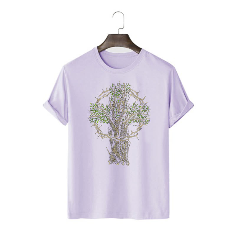 Christianartworkshop Modern Style Tree Of Life Short Sleeve Washed T-shirt - Purple - 2XL - image 13