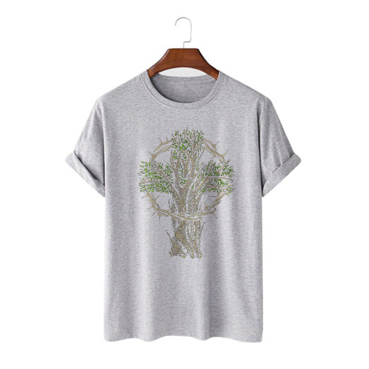 Christianartworkshop Modern Style Tree Of Life Short Sleeve Washed T-shirt - Grey - 2XL - image 16