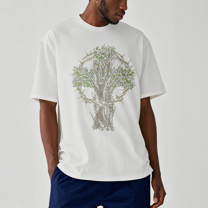 Christianartworkshop Modern Style Tree Of Life Short Sleeve Washed T-shirt