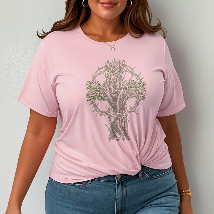 Christianartworkshop Modern Style Tree Of Life Short Sleeve Washed T-shirt