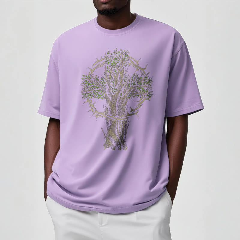 Christianartworkshop Modern Style Tree Of Life Short Sleeve Washed T-shirt