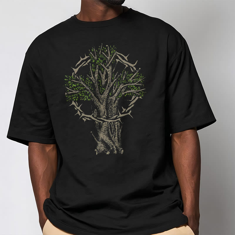 Christianartworkshop Modern Style Tree Of Life Short Sleeve Washed T-shirt