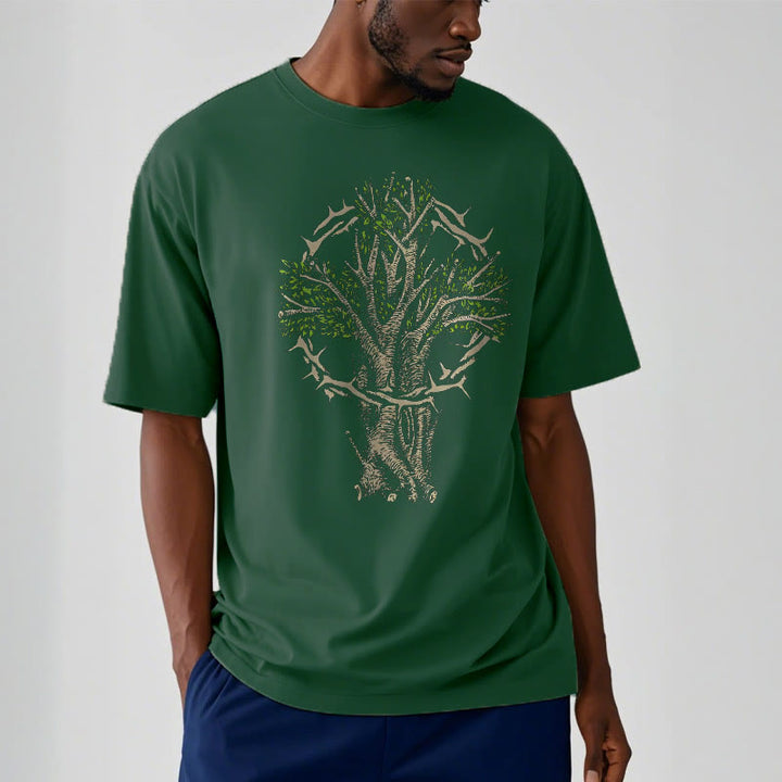 Christianartworkshop Modern Style Tree Of Life Short Sleeve Washed T-shirt