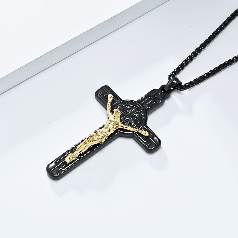 FREE Today: Classic Retro Style Crucifix St. Benedict Medal Protection Pendant Necklace