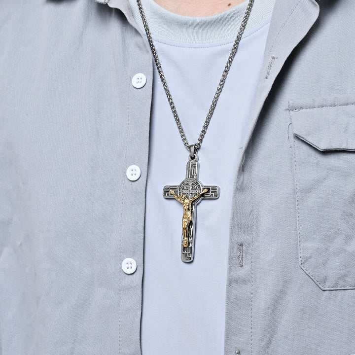 FREE Today: Classic Retro Style Crucifix St. Benedict Medal Protection Pendant Necklace