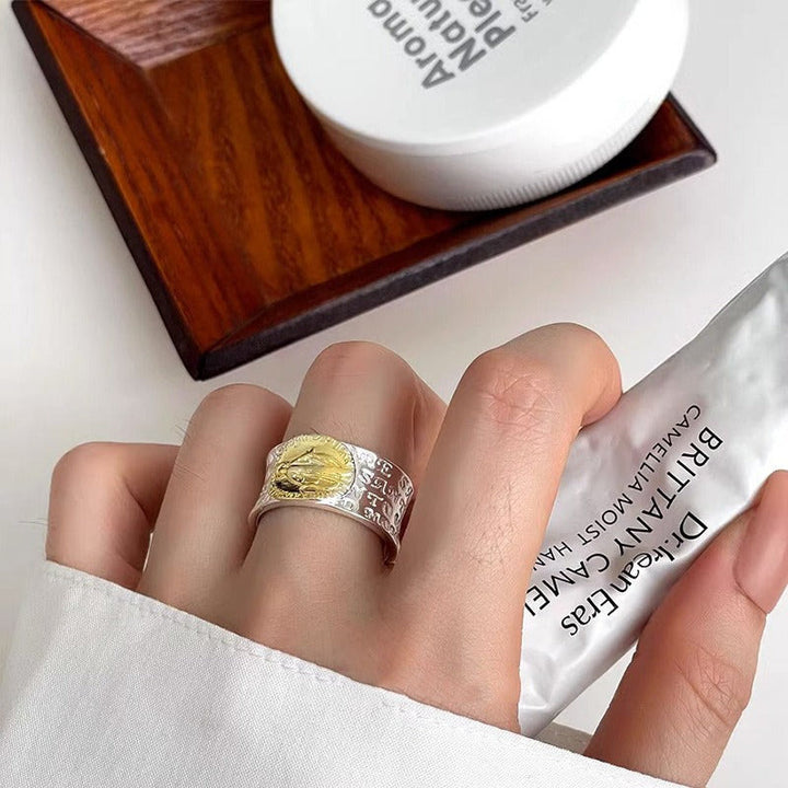 Christianartworkshop Retro Style Two-tone Gold Miraculous Medal Blessing Mary Alloy Adjustable Ring - image 4