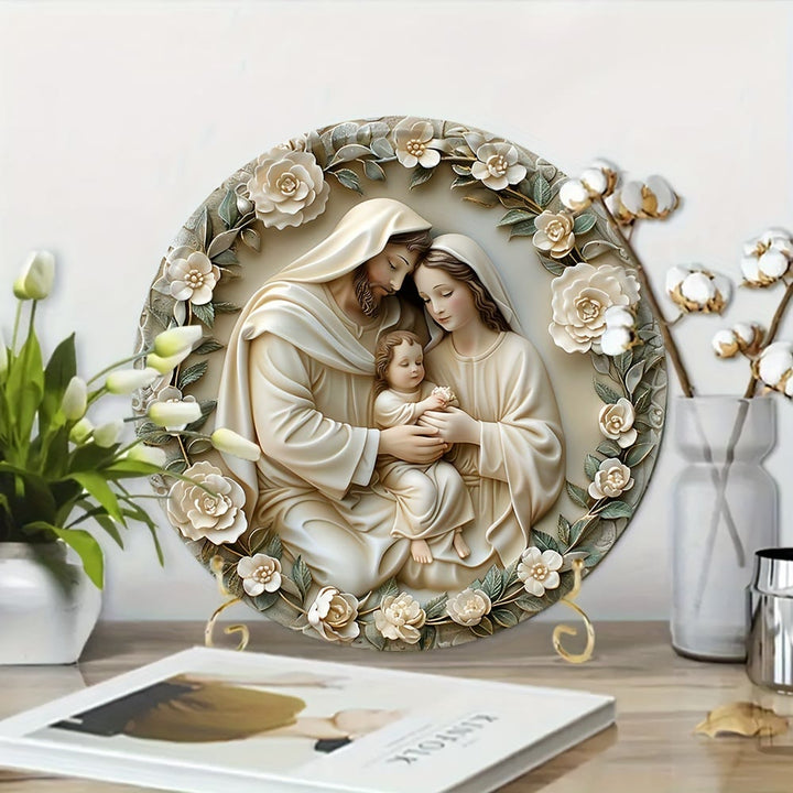 Christianartworkshop Realistic Style Stereo Nativity Scene Floral Wreath Christmas Nativity Hanging Ornaments