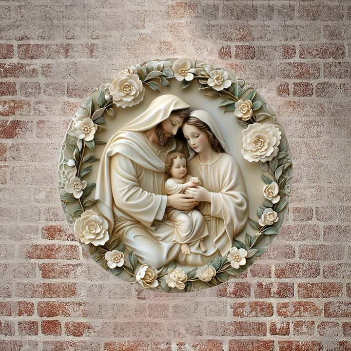 Christianartworkshop Realistic Style Stereo Nativity Scene Floral Wreath Christmas Nativity Hanging Ornaments