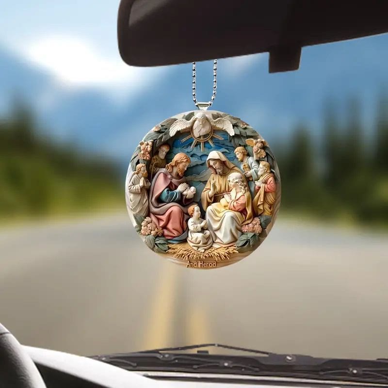 Christianartworkshop Classic Colored Style Nativity Scene Acrylic Christmas Nativity Hanging Ornaments - Ceramics - image 1