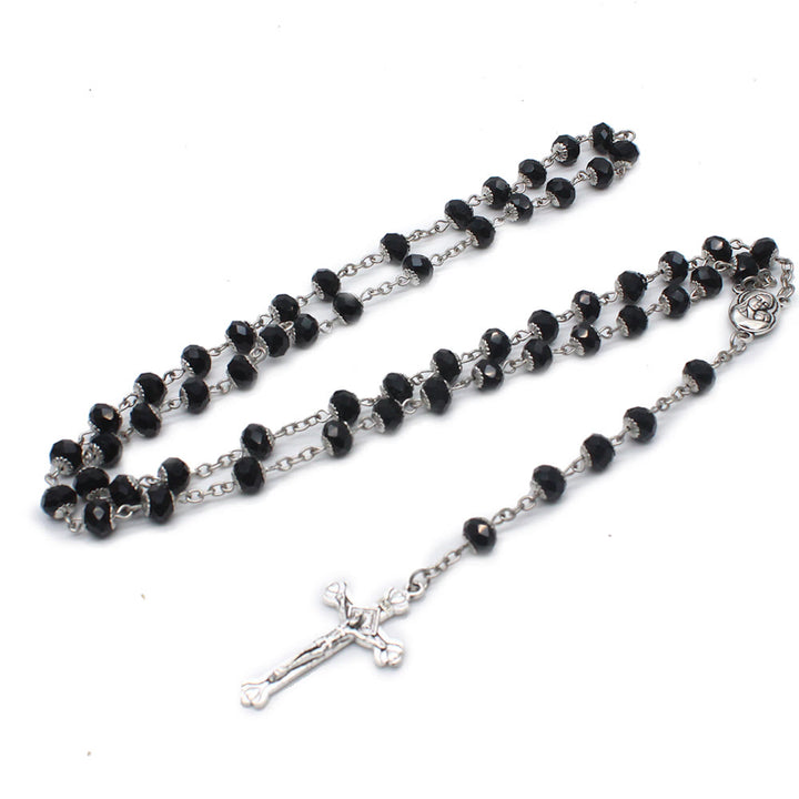 Christianartworkshop Madonna and Child & Crucifix of 6*8 mm Polyhedron Multicolor Glass Alloy Chain Rosary