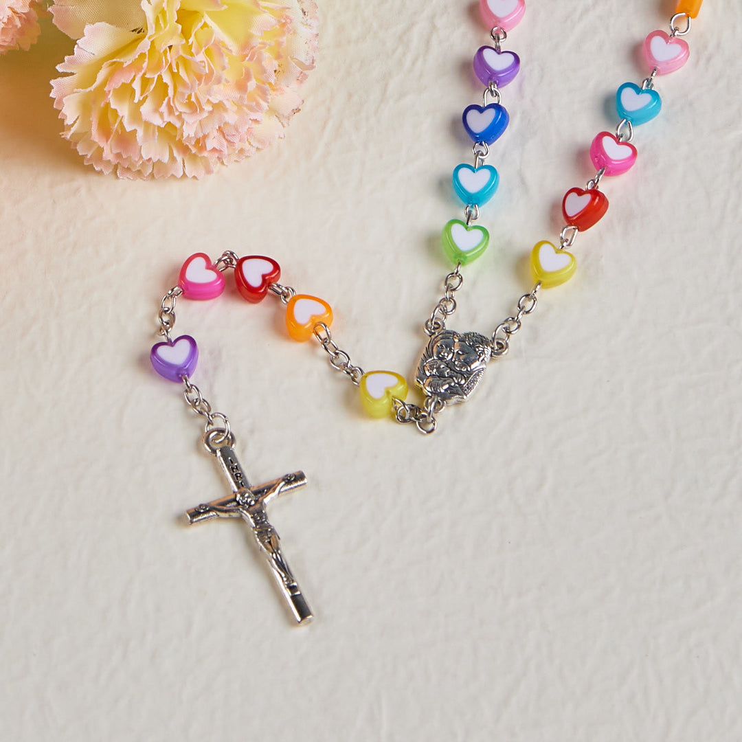 Rainbow Heart Colorful Rosary