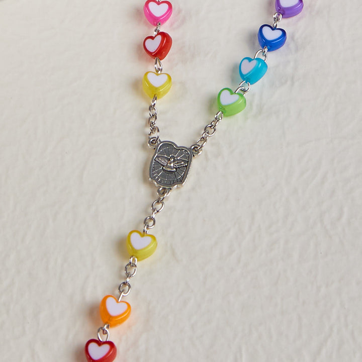 Rainbow Heart Colorful Rosary