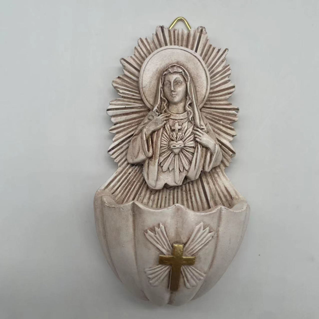 Christianartworkshop Retro Sculptural Style Immaculate Heart of Mary Resin Storage Box