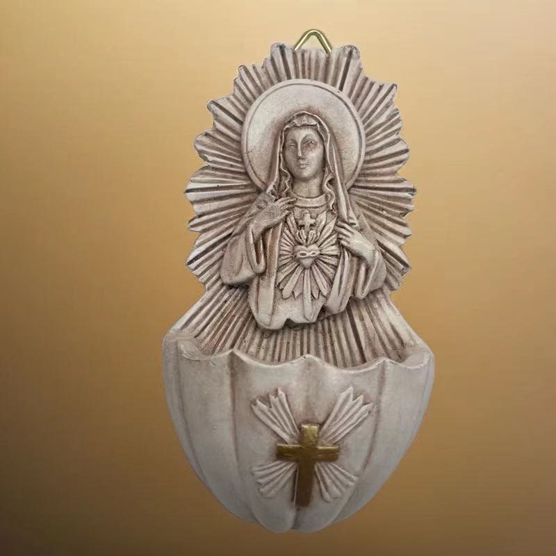 Christianartworkshop Retro Sculptural Style Immaculate Heart of Mary Resin Storage Box