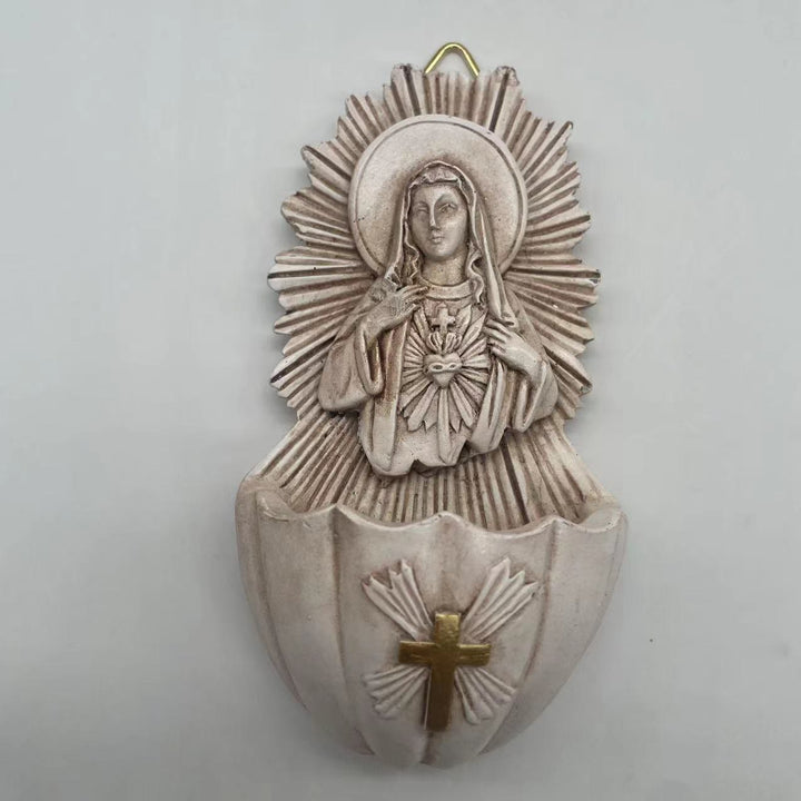 Christianartworkshop Retro Sculptural Style Immaculate Heart of Mary Resin Storage Box