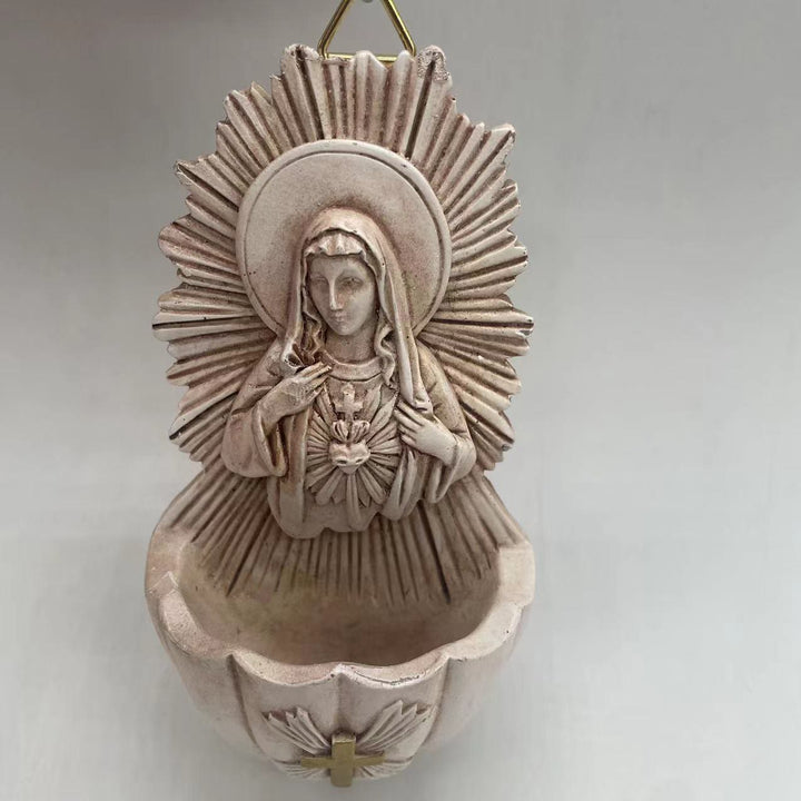 Christianartworkshop Retro Sculptural Style Immaculate Heart of Mary Resin Storage Box