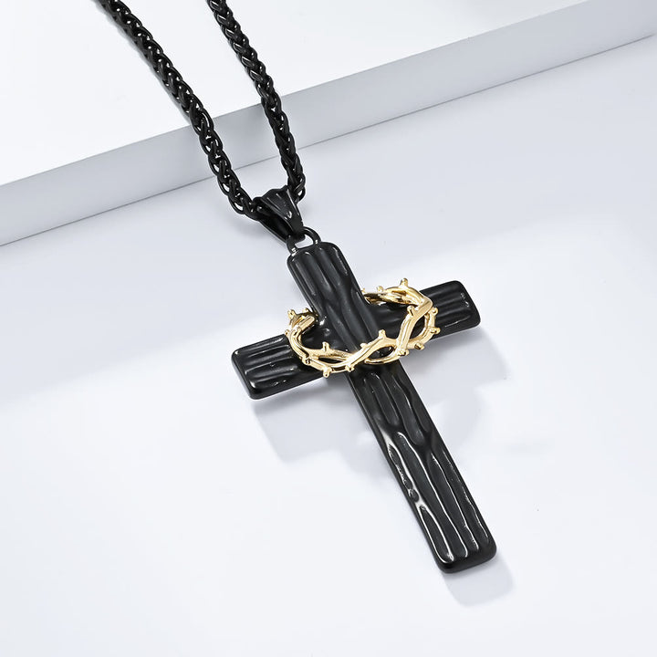 Christianartworkshop FAITH AS YOUR ARMOR: Jesus Crown Of Thorns Cross Sacred Necklace