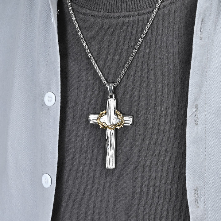 Christianartworkshop Modern Style Jesus Crown Of Thorns Cross Sacred Protection Pendant Necklace - image 3