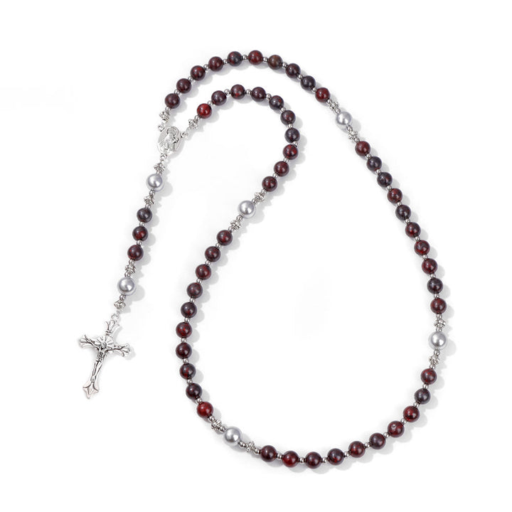 Free Today: Natural Stone Crucifix Hand Held Prayer Rosary Bracelet